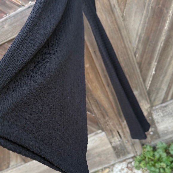 Zara Black Textured Straight Leg Pants S Drawstring Elastic waistbands - Picture 6 of 7